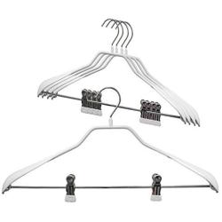 Mawa by Reston Lloyd BodyForm Series Non-Slip Space Saving Clothes Hanger with 2 Clips  for Pants or Skirts, Style 42/LK,  Set of 5, White