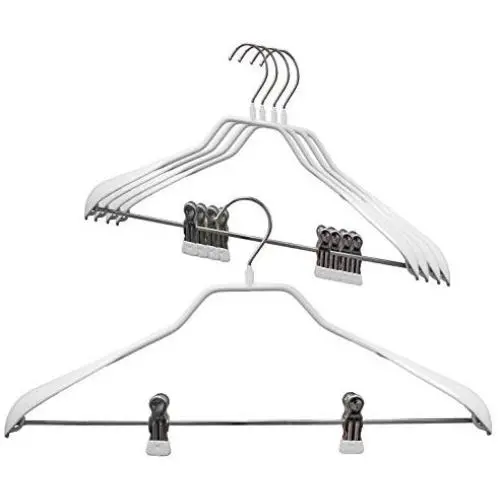 Mawa by Reston Lloyd BodyForm Series Non-Slip Space Saving Clothes Hanger with 2 Clips for Pants or Skirts, Style 42/LK, Set of 5, White Mawa by Reston Lloyd BodyForm Series Non-Slip Space Saving Clothes Hanger with 2 Clips for Pants or Skirts, Style 42/LK, Set of 5, White