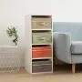 YueYue Small 4 Pack Fabric Stroage Boxes with Lids, Linen Foldable Stroage Boxes with lids 4 Color Set 12.4in/12in/6.7in