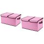 Large Fabric Storage Boxes Set- 2 Pack Foldable Storage and Organize Bins with Lids and Removable Dividers for Kids Toy Closet Shelf Bedroom Living-Room Under Bed(Pink)