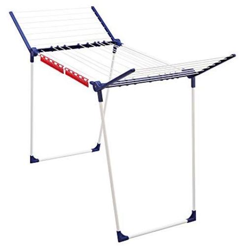 Leifheit Varioline Medium Deluxe Winged Clothes Drying Rack with Adjustable Lines, Blue and White Leifheit Varioline Medium Deluxe Winged Clothes Drying Rack with Adjustable Lines, Blue and White