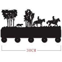 XIAMUXI Riding and Wolf Wooden Hanger Unique Gift Clothes Hat Key Hook/Coat Rack/Wall Hook Home Decoration Wall Stickers Kitchen Bathroom Towel Hook,Black