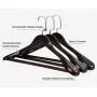 QHQH Pack of 4 Wooden Coat Clothes Hangers, Wide Shoulder Hangers Space Saving 360° Rotating Hook Suit Hangers Ideal for Suits Coats Jackets Pants Dresses (23cm39cm/25cm44.5cm)