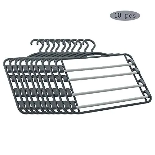 HJYPYJ Magic Hanger,4-in-1 Magical Hangers,Strong and Sturdy Pp Non-Slip Trouser Hangers,Space-Saving Organizer Hangers,Storage Pants,Scarves,Etc. Multi-Layer Storage/Black / 10 pcs HJYPYJ Magic Hanger,4-in-1 Magical Hangers,Strong and Sturdy Pp Non-Slip Trouser Hangers,Space-Saving Organizer Hangers,Storage Pants,Scarves,Etc. Multi-Layer Storage/Black / 10 pcs