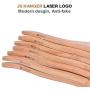 JS HANGER Coat Hangers Wooden Suit Hangers 18" Length with Non-Slip Stripes and Notches - Natural, Set of 8