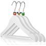 HANGERWORLD 18 White Wooden 11.8inch Kids Notched Coat Clothes Garment Hangers Non Slip Pants Bar Animal Head Design