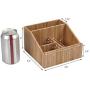 Multi-Use Bamboo Office Product Organizer Compact for Desktop, Holds Notepads, Pens, Pencils, Business Cards, Paper Clips, Stationery Supplies & More