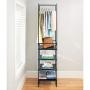 mDesign Modular Closet Organizer System, Vertical Storage Unit - Sturdy Steel Frame, Wood Shelves and Garment Rack for Bedroom, Hallway, Entryway, Closets, Set of 2 - Charcoal Gray/Black