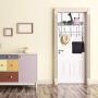 KEIMIX Coat Rack, Over The Door Hanger with Mesh Basket, Detachable Storage Shelf for Towels, Hats, Handbags, Coats (Chrome-1 Basket)