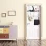 KEIMIX Coat Rack, Over The Door Hanger with Mesh Basket, Detachable Storage Shelf for Towels, Hats, Handbags, Coats (Chrome-1 Basket)