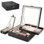 ProCase Jewelry Boxes Organizer for Women Girls, Two Layers Large Jewelry Display Storage Holder Case with Mirror Lock for Necklace Earrings Bracelets Rings Watches -Black ProCase Jewelry Boxes Organizer for Women Girls, Two Layers Large Jewelry Display Storage Holder Case with Mirror Lock for Necklace Earrings Bracelets Rings Watches -Black