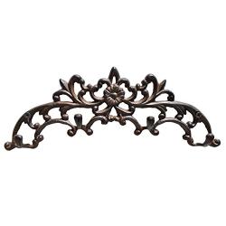 gasare, Cast Iron Key Holders, Wall Mounted Decorative Hooks, 11.25 x 4.25 Inches, Cast Iron, Rustic Brown Color, Screws and Anchors, 1 Unit