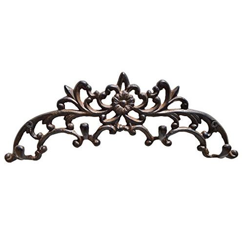 gasare, Cast Iron Key Holders, Wall Mounted Decorative Hooks, 11.25 x 4.25 Inches, Cast Iron, Rustic Brown Color, Screws and Anchors, 1 Unit