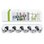 LETMY Broom Holder Wall Mounted - Mop and Broom Hanger Holder - Garage Storage Rack&Garden Tool Organizer - 5 Position 6 Hooks for Home, Kitchen, Garden, Tools, Garage Organizing