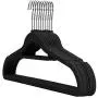 HANGERWORLD 10 Black 16.5inch Flocked Velvet Non Slip Coat Clothes Garment Hangers Trouser Accessory Bar HANGERWORLD 10 Black 16.5inch Flocked Velvet Non Slip Coat Clothes Garment Hangers Trouser Accessory Bar