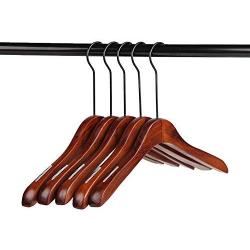 LIUFENGLONG Clothes Hangers Set, Ladies Wooden Hanger Non Slip Strong Premium Wooden Coat Hangers Suit Hangers Saving Clothing Uit Clothes Hangers for Women 10 Pack Closet Clothing Organiser