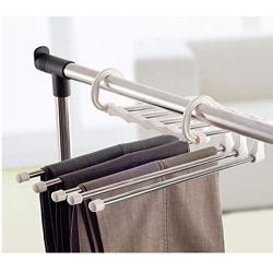 5PC Random Color 5 in 1 Multi-Function Home Hanger Stainless Steel Plastic Clothes Hanger Rack