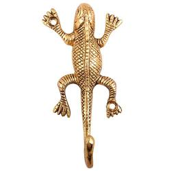 Indianshelf Handmade 1 Artistic Vintage Golden Aluminum Lizard Clothes Hooks Hangers/Coat Hooks Wall Mounted