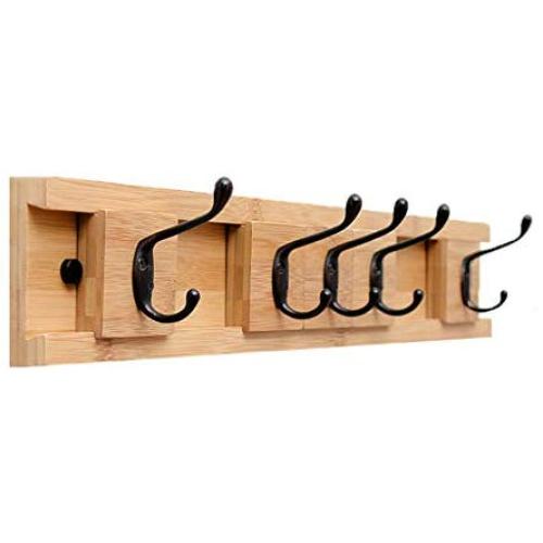XJRHB Coat Rack - Wall Coat Hook Porch Coat Hook Hanger Clothes Hook (5 Hook / 6 Hook) (Size : 5 Hook Wood Color)