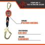 Malta Dynamics Lightweight Pygmy Hog Webbed Self-Retracting Lifeline with Rebar Hook, 11 Foot Lifeline, Includes Carabiner, OSHA and ANSI Compliant