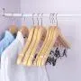 ZXL Solid Wood Belt Clip Hanger Wooden Adult Suit Clothes Rack Home Seamless Non-Slip Clothing Hanging Clothes Support 10 Pack