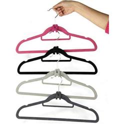 20pcs Random Color Mini Flocking Clothes Hanger Hook Accessories Save Space Wardrobe Clothes Hanging Organizer Coat Hooks