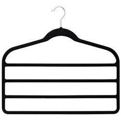 High-tech type 2pcs Pants Hangers Velvet Multi Function Clothes Hanger for Cloth Pants Belt Tie Scarf Closet Organizer,Black