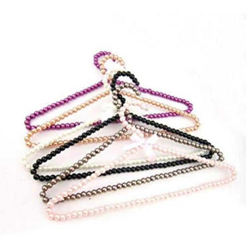 5pcs Random Color 40 cm Plastic Pearl Dress Hangers， Stylish Coat Trouser Clothes Hanger Rack Elegant Traceless