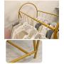 Retro Garment Display Rack Double Row Clothing Rack Floor-Standing Hangers Clothes Shelves Vintage Boutique Rack for Bedroom Living room Cloth Retail Store Gold