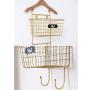 MOM Home Storage Shelves,Office Furniture Stands Hanging Wall Shelves Decoration Wrought Iron Hanger Flower Stand Hanging Basket Pre-Assembled Shelving Bedroom Space Saving Holders,Gold,13.9719.68In