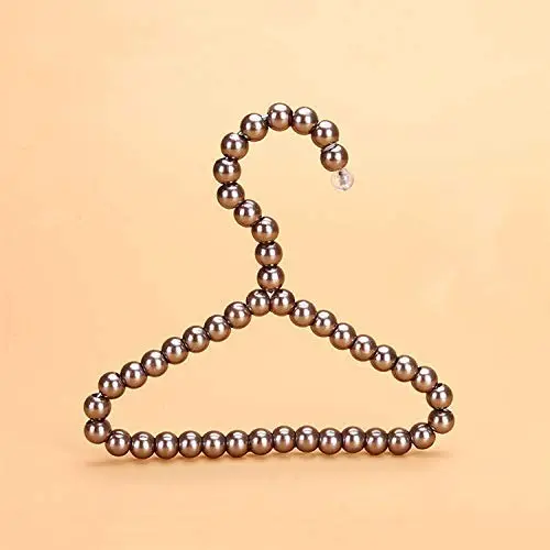 SAASNY Fashion 16 cm Pearl Bow Clothes Clothing Hangers for Kids Children Pet Dog Cat 5 Pieces,Brown Ideal for Home and Shops