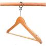 5pieces Anti-Theft Wood Hotel Suit Hanger, Wood Clothes Hanger with Security Ring Hook Decoration