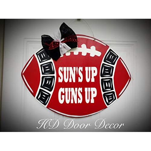 Texas Tech football door hanger wreath Suns up guns up