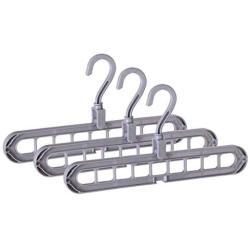 YJYdadaS 3PCS Folding Anti-Skid Rotate Hanger Anti-Skid Multifunction Clothes Hanger Hook (Gray)