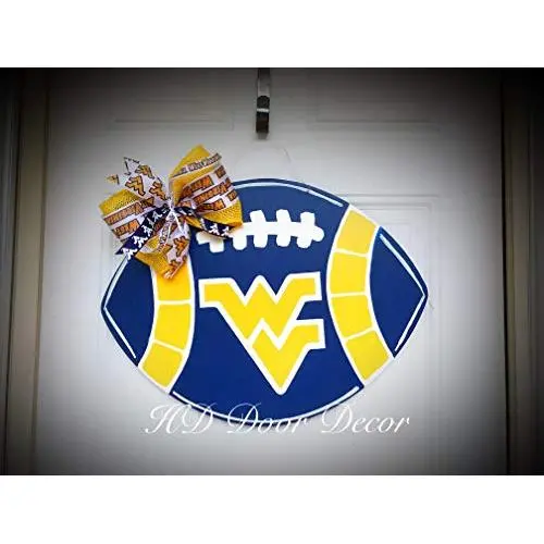 West Virginia football door hanger Mountaineers wreath