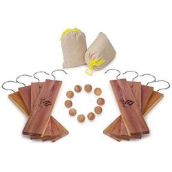 American Cedar Large Hang Ups Set - 10 Cedar Hangers & Cedar Balls , 2 Cedar Sachet - 100% Natural Fragrance Best moth protection & moth repellent