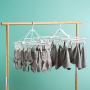 Rosegift Foldable Laundry Drying Rack, Clip and Drip Hanger Socks Hanging Drying Rack Windproof Hook Hanger with 16 Clothespins for Underwear Towels, Bras Baby Clothes Gloves Plastic White