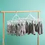 Rosegift Foldable Laundry Drying Rack, Clip and Drip Hanger Socks Hanging Drying Rack Windproof Hook Hanger with 16 Clothespins for Underwear Towels, Bras Baby Clothes Gloves Plastic White