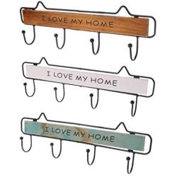 RUZYY Wall Mounted Clothes Hanger 4 Hooks Hat Key Holder Laundry Coat Rack Hanging Storage Shelf for Home - White