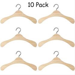 KIPB 10pcs 12CM Wooden Mini Space Saving Non-Slip Clothes Hangers Laundry Hook Drying Rack for Dolls Sweaters Shirts Dresses