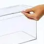 mDesign Plastic Office Storage Bin with Lid - Holds Note Pads, Gel Pens, Staples, Dry Erase Markers, Envelopes, Tape - 7" Long, 2 Pack - Clear