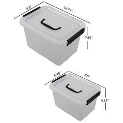 Utiao Plastic Bin with Lid, Latching Boxes (12 Quart, 3 Quart)