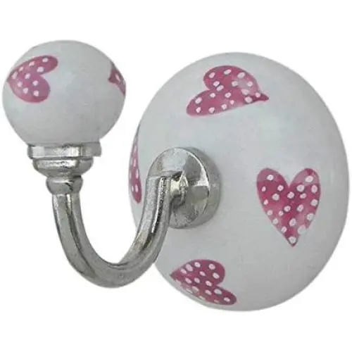 Indianshelf Handmade 1 Artistic Vintage Pink Ceramic Heart Clothes Hooks Hangers/Utlility Hooks Indianshelf Handmade 1 Artistic Vintage Pink Ceramic Heart Clothes Hooks Hangers/Utlility Hooks