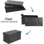 AuAg Folding Storage Ottoman Bench Faux Leather Toy Box/Chest Living Room Seat Foot Rest Storage Organizer Easy to Assemble (Black, 30")