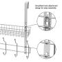 Nandae Over The Door 5 Hooks Shelf Organizer Hanger with Mesh Basket Storage Rack for Bathroom Kitchen Storage Shelves, Chrome