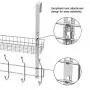Nandae Over The Door 5 Hooks Shelf Organizer Hanger with Mesh Basket Storage Rack for Bathroom Kitchen Storage Shelves, Chrome Nandae Over The Door 5 Hooks Shelf Organizer Hanger with Mesh Basket Storage Rack for Bathroom Kitchen Storage Shelves, Chrome