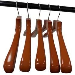 Pillowtex Cherry Finish Closet Clothes Hangers - Set of 5