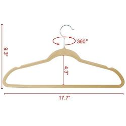 Yaheetech 200 Pcs Velvet Clothes Hangers-Ultra Thin Clothes Racks Perfect for Space Saving, Beige