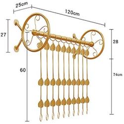 GWXYMJ Coat Rack Clothing Store Coat Rack Wall-Mounted Retro Vintage Gold Windmill Hangers, Multi-Function Shop Clothes Display Stand Wall Decoration Shelf (Size : 120cm)
