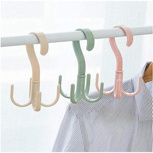 10pcs Random Color 360 Degrees Rotated Hooks Plastic Towel Display Hanger Clothes Ties Holder Shelf Hanger Rack Storage Organizer Scarf Hook